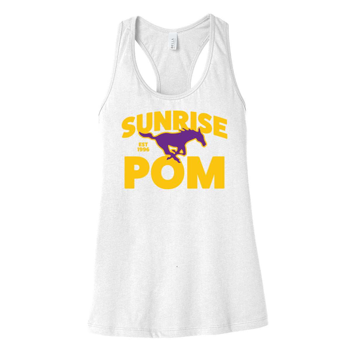 Sunrise Mustang Pom Womens Racerback Tank