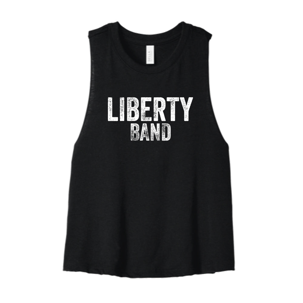 Distressed Liberty Band Cropped Racerback Tank