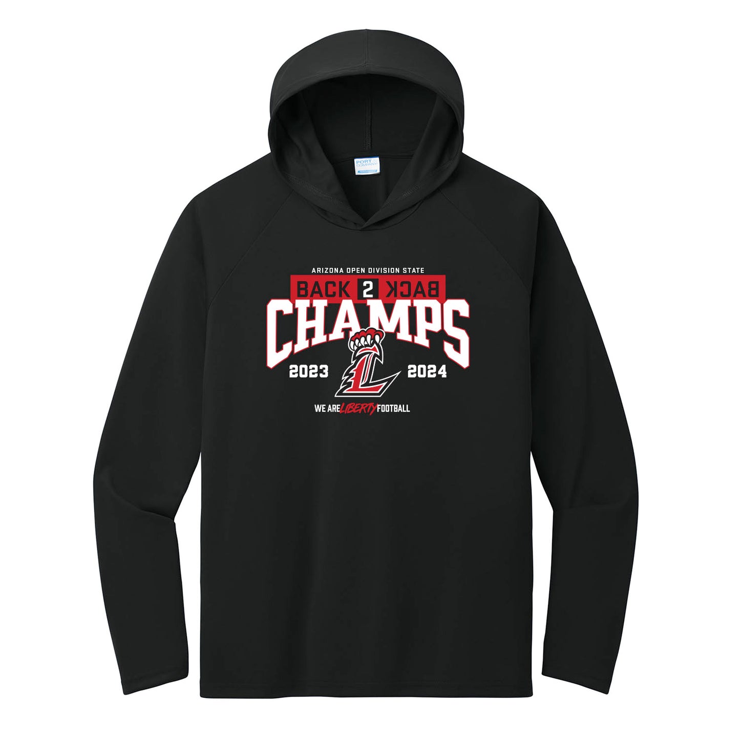 Back 2 Back State Champs Performance Hooded Long Sleeve Tee