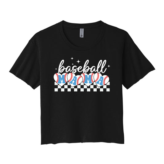 Baseball Mama Checkered Women's Cropped Tee