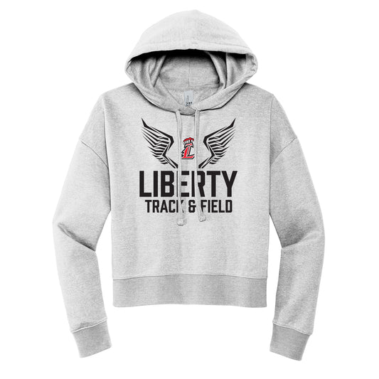 Liberty Track and Field Logo In Black Cropped Hoodie