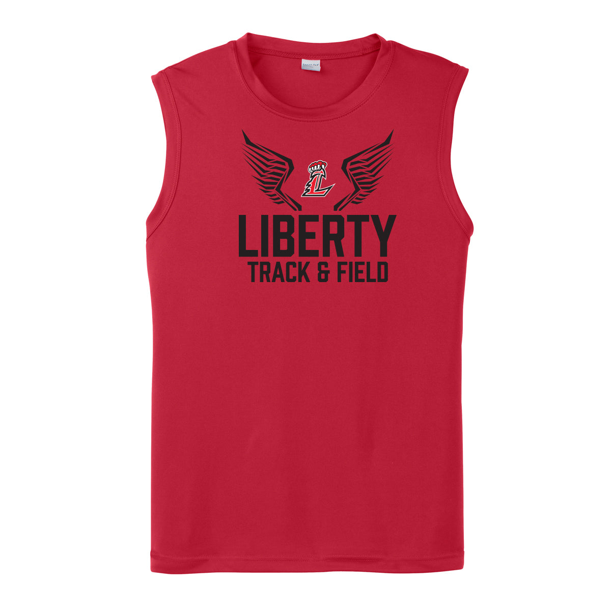 Liberty Track and Field Logo in Black Performance Sleeveless Tank