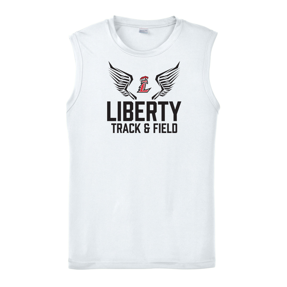 Liberty Track and Field Logo in Black Performance Sleeveless Tank
