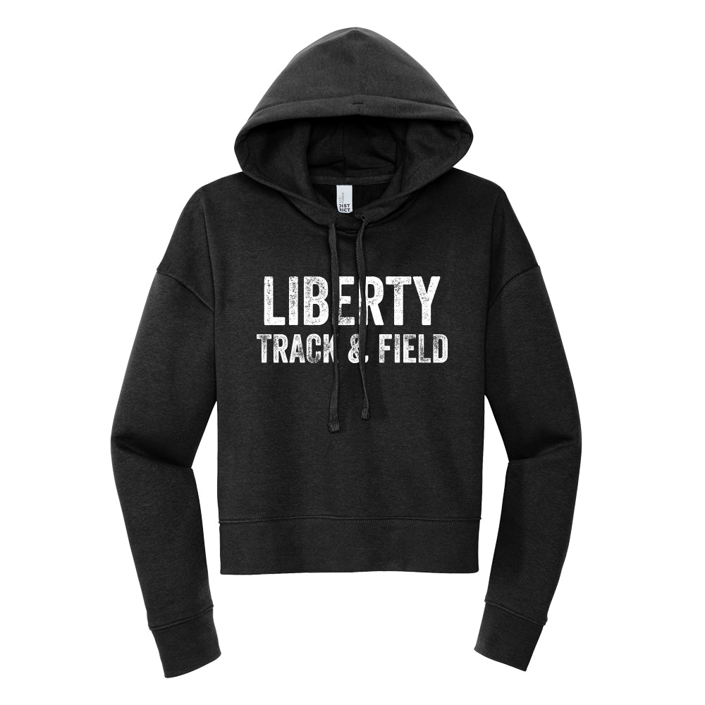 Distressed Liberty Track and Field Cropped Hoodie