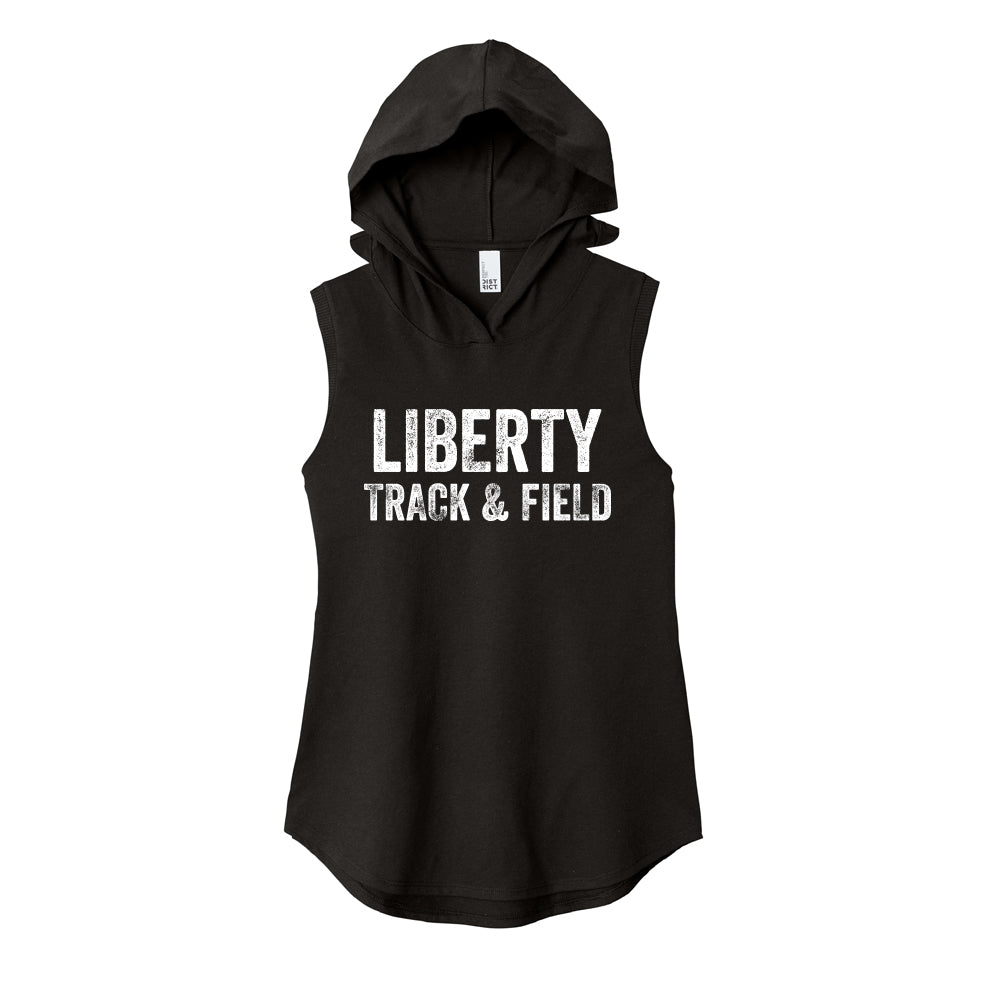 Distressed Liberty Track and Field Ladies Hooded Sleeveless Tee