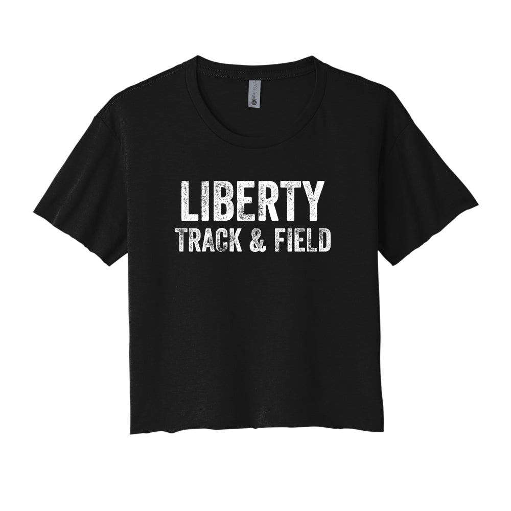 Distressed Liberty Track and Field Cropped Tee