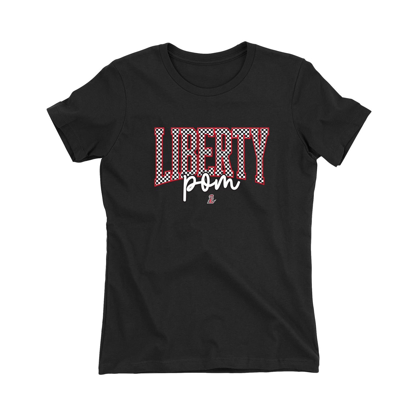 Checkered Liberty Pom Women's Fitted Tee