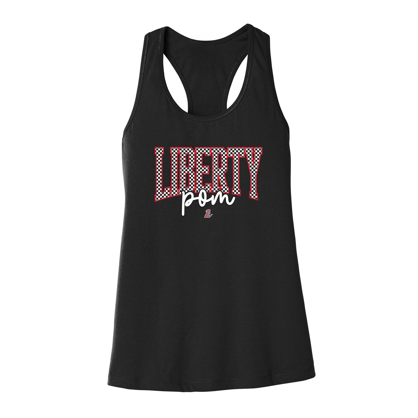 Checkered Liberty Pom Racerback Tank