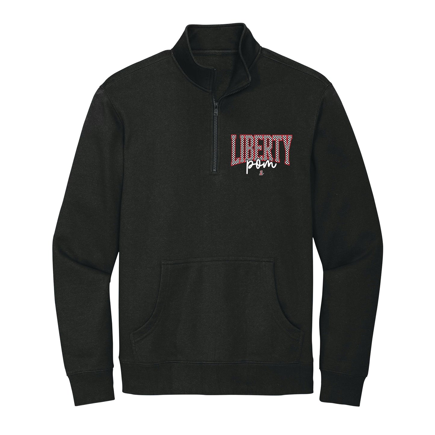 Checkered Liberty Pom 1/4 Zip Fleece