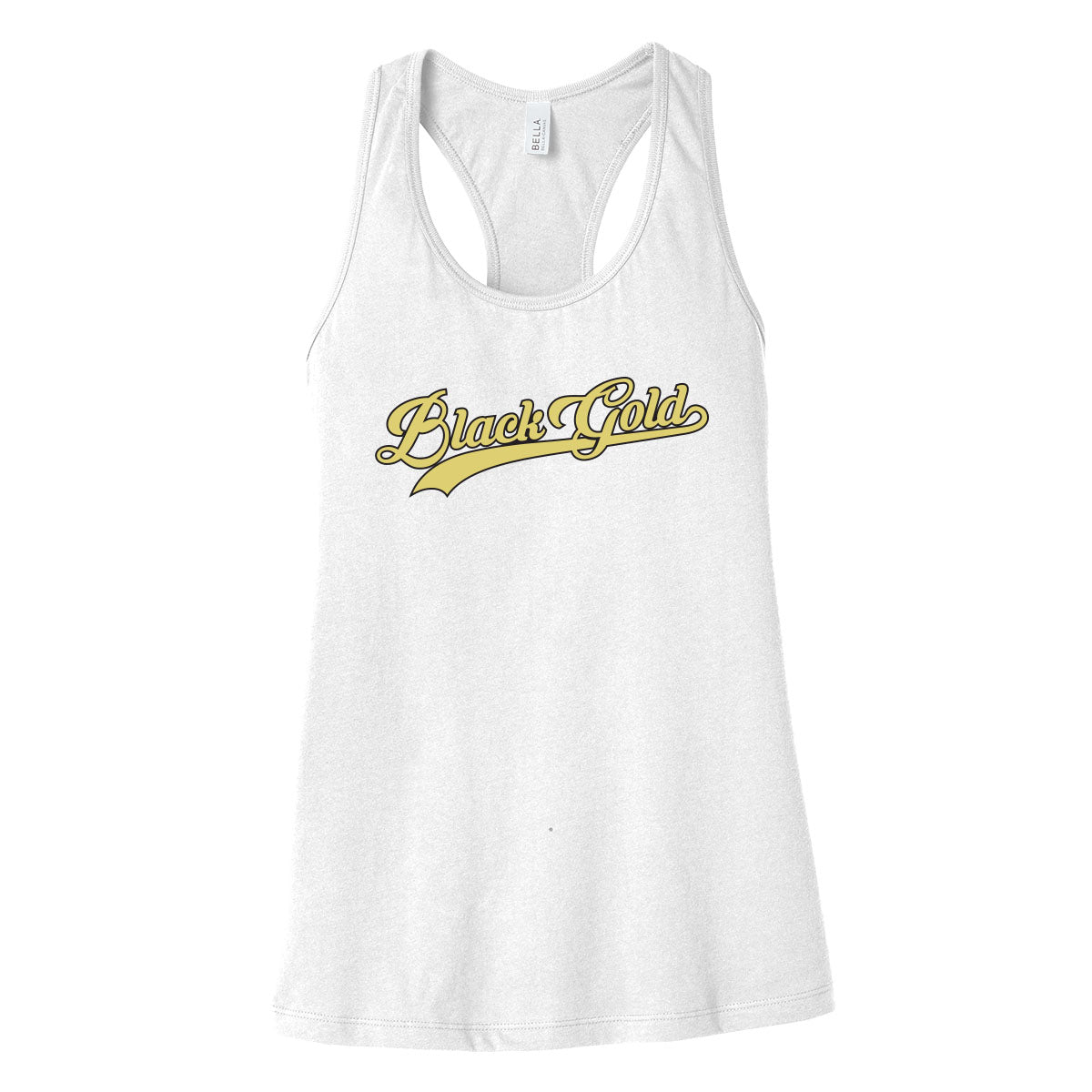 Black Gold Script Women's Racerback Tank