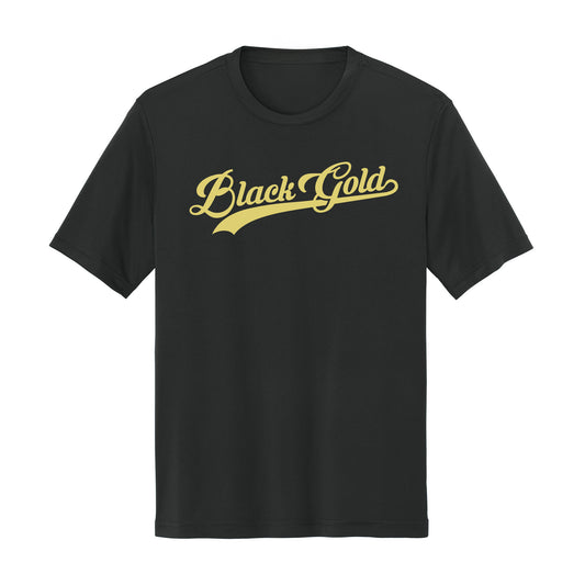 Black Gold Script Dri Fit Tee