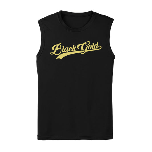 Black Gold Script Performance Sleeveless Tank