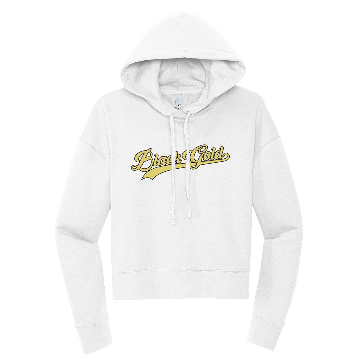 Black Gold Script Cropped Hoodie