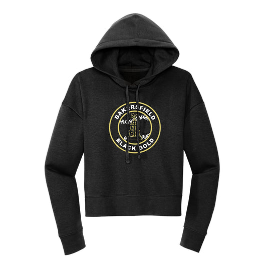 Black Gold Baseball Seal Cropped Hoodie