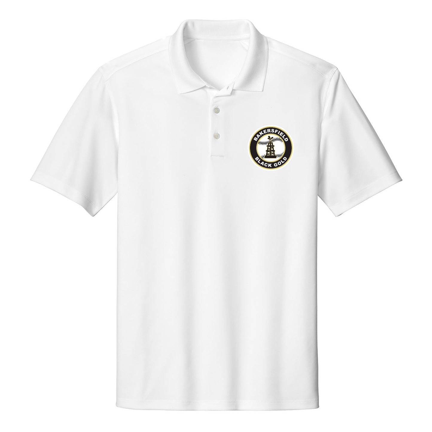 Black and Gold Baseball Seal Performance Polo