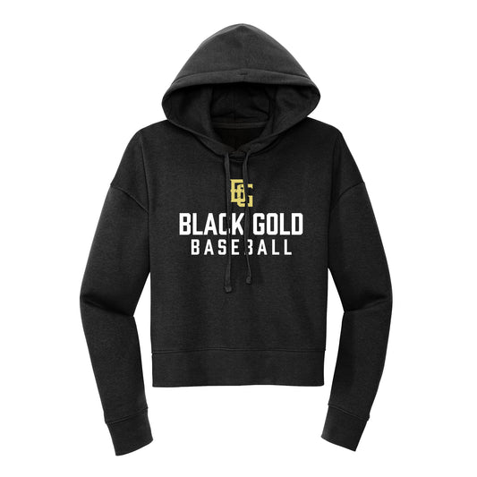 Black Gold Baseball Cropped Hoodie
