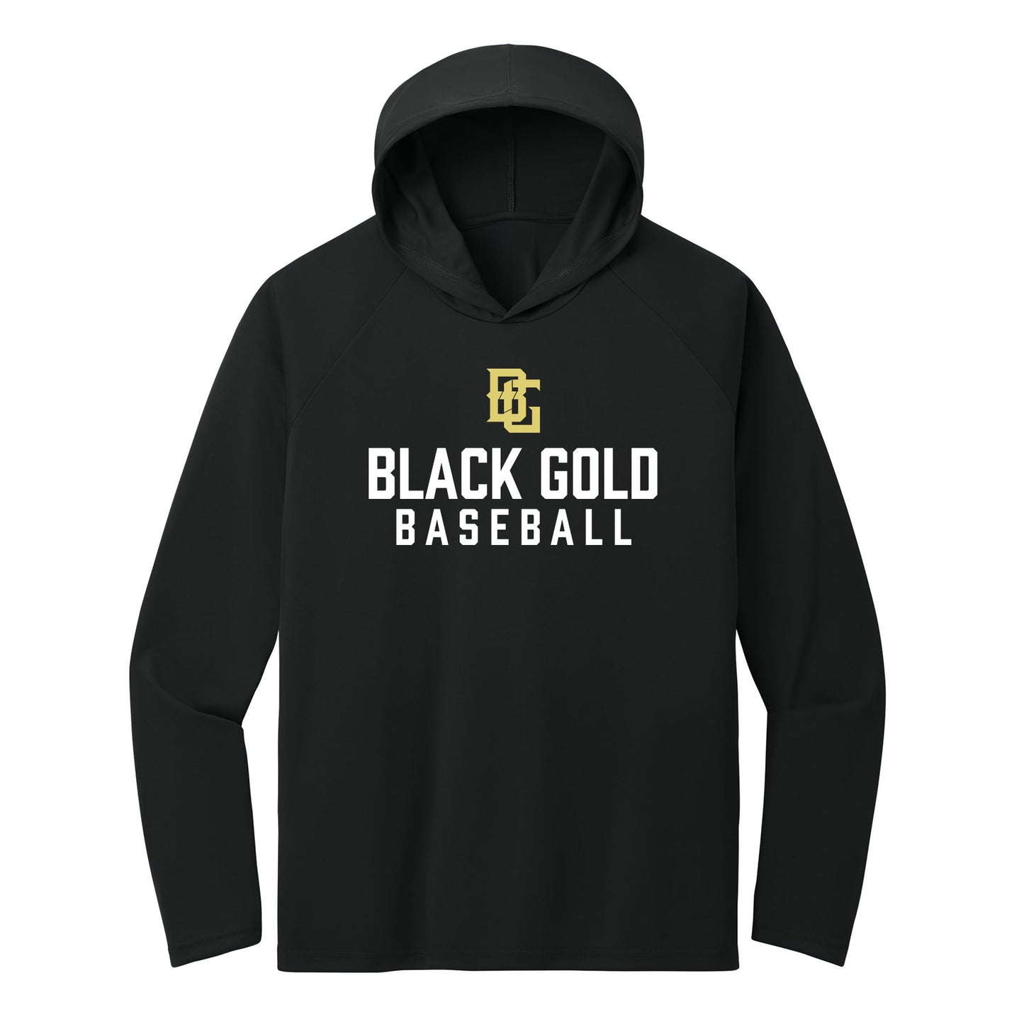 Black Gold Baseball Performance Hooded Long Sleeve Tee