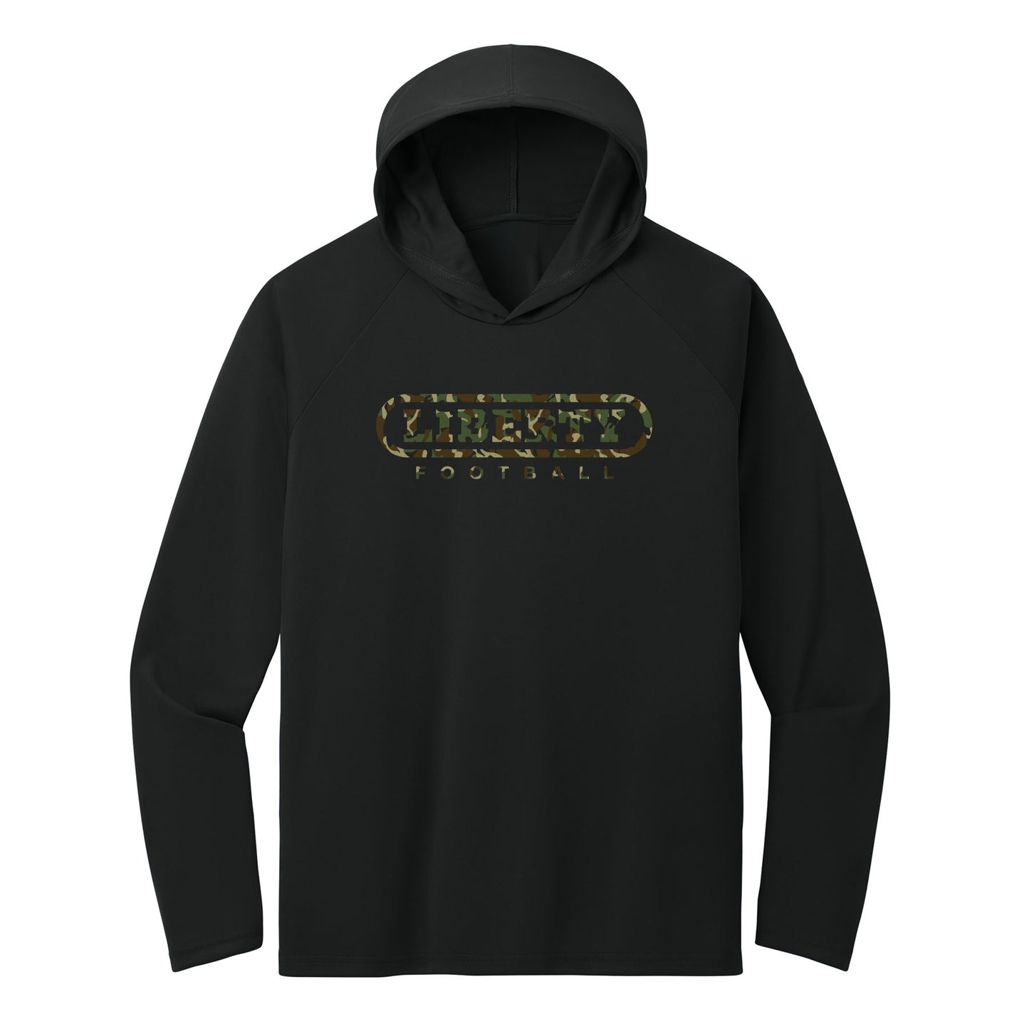 2025 Liberty Football Camo Performance Hooded Long Sleeve Tee