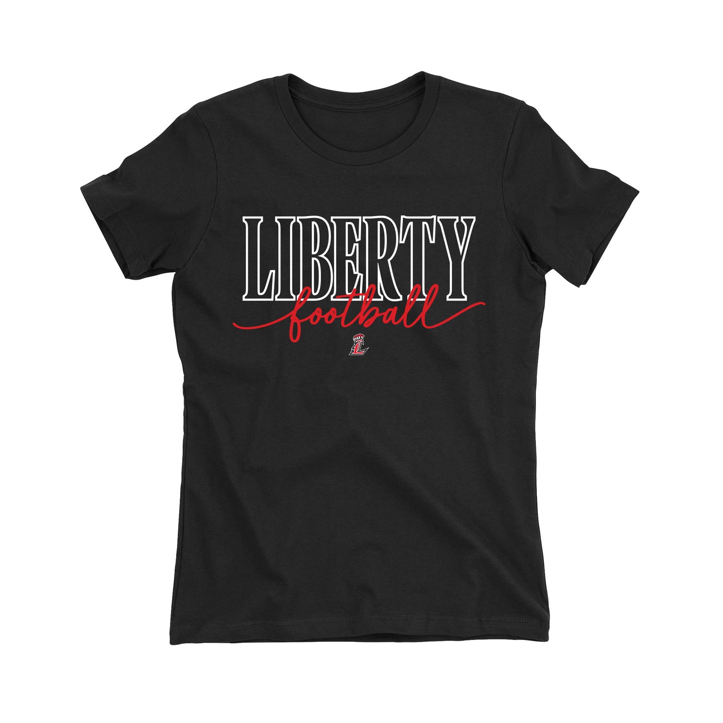 Liberty Football Script Women's Fitted Tee