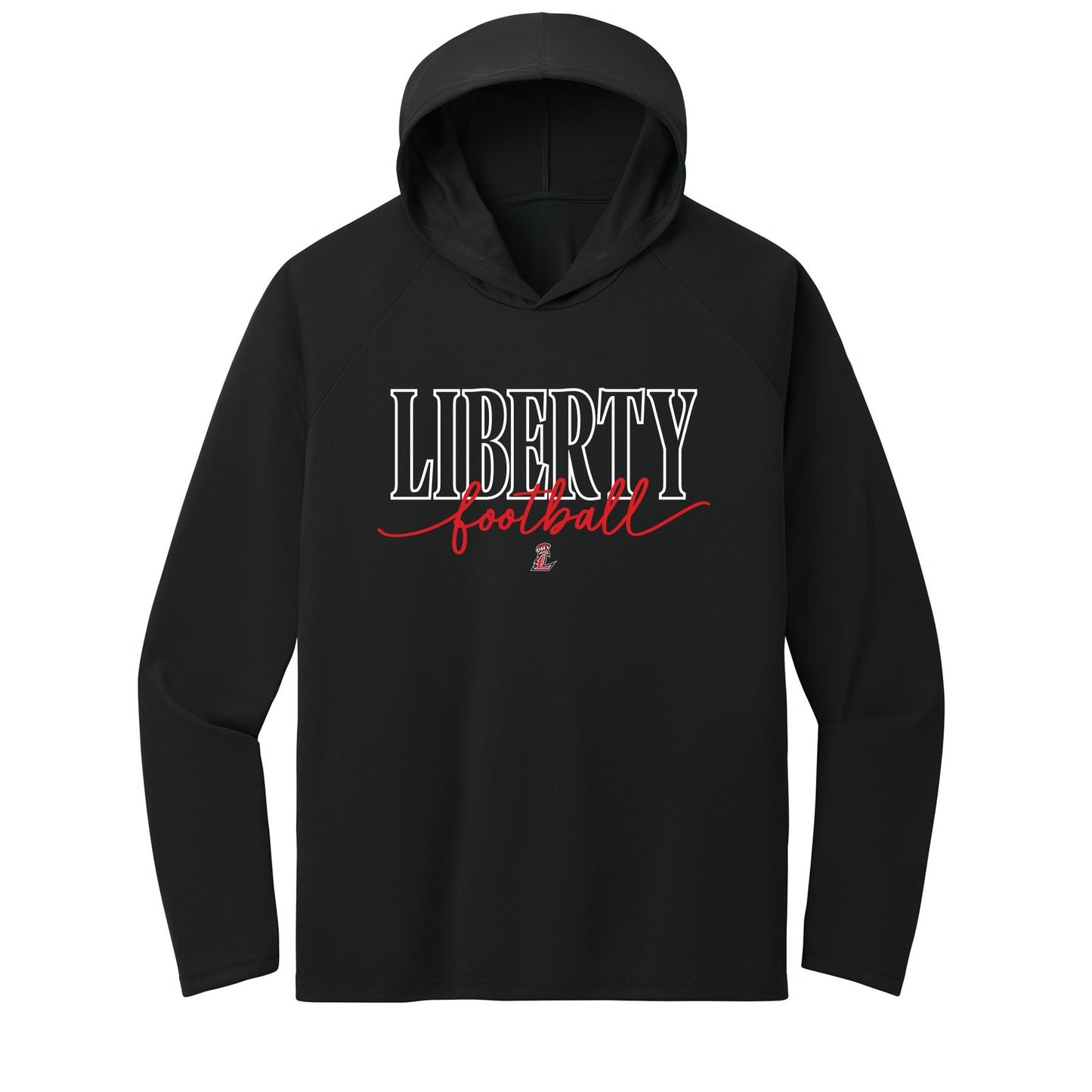 Liberty Football Script Performance Hooded Long Sleeve Tee
