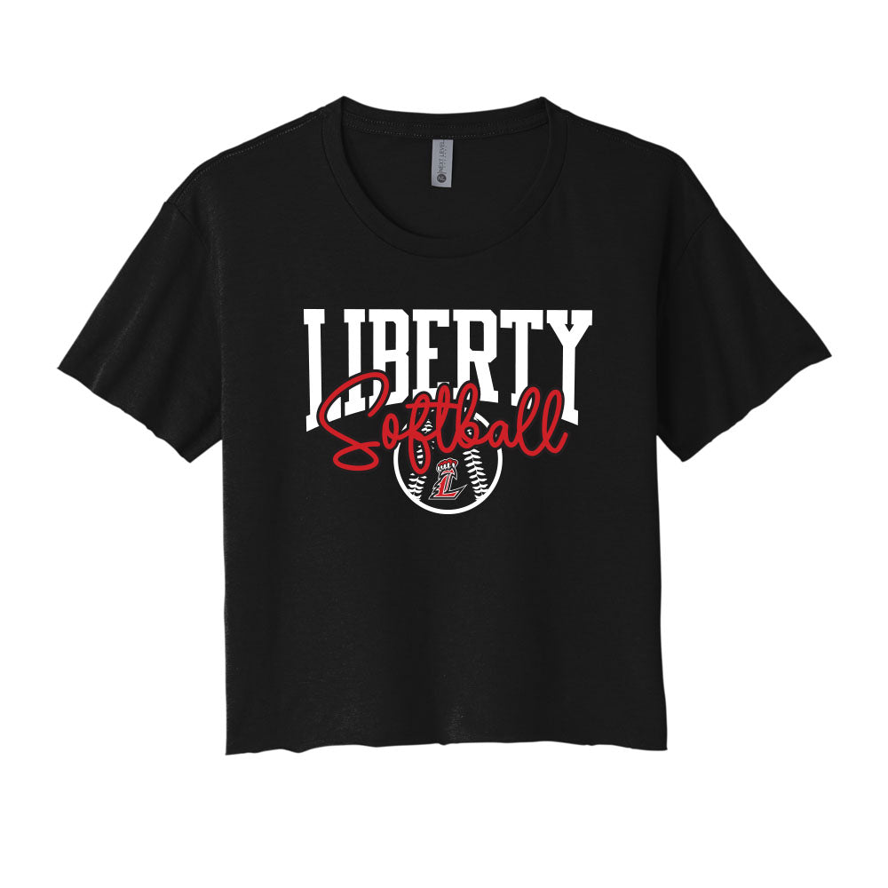 Liberty Softball Script Cropped Tee