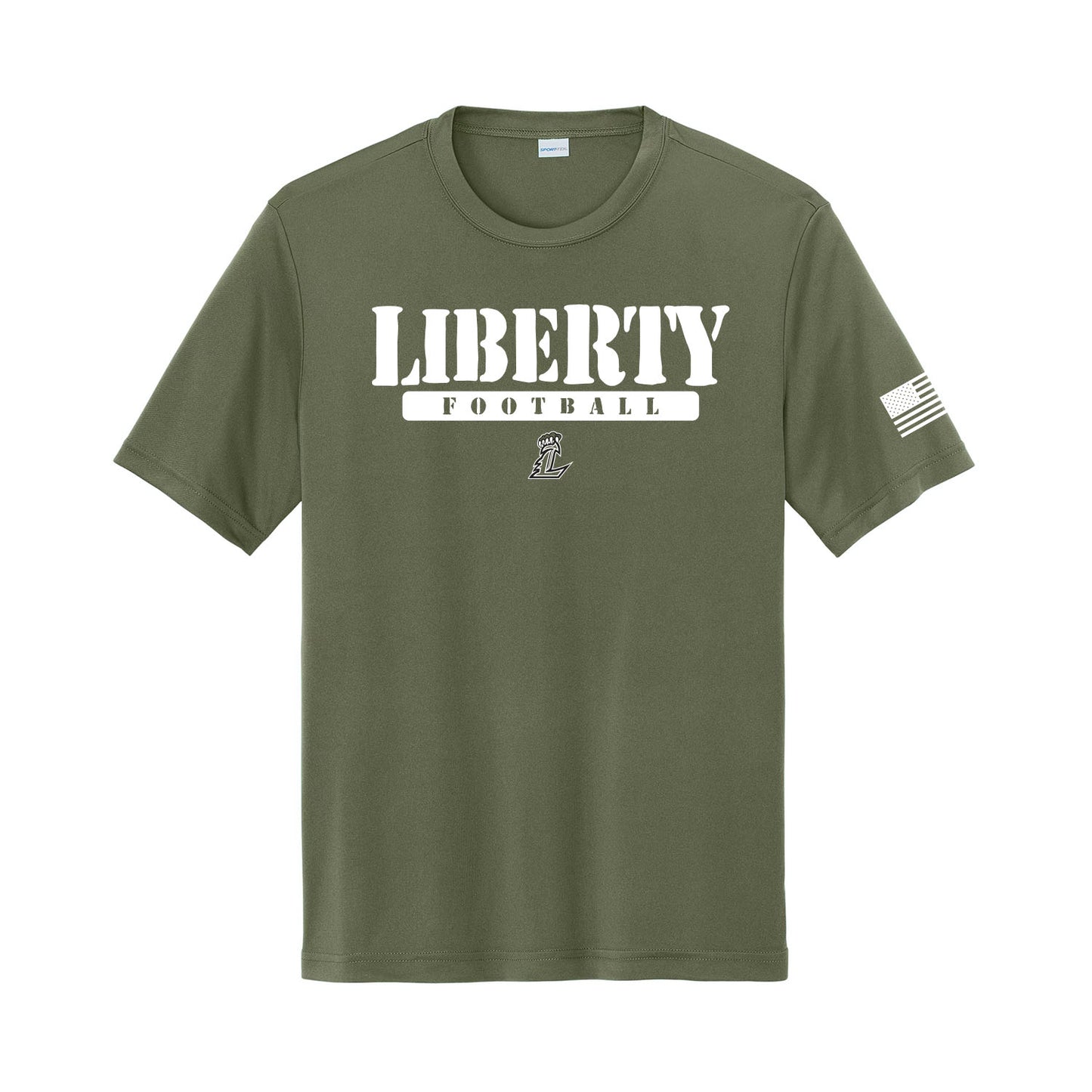 Liberty Football Military Green Dri Fit Tee