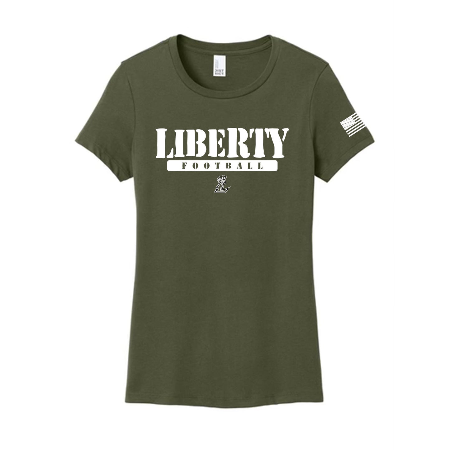 Liberty Football Military Green Women's Fitted Tee