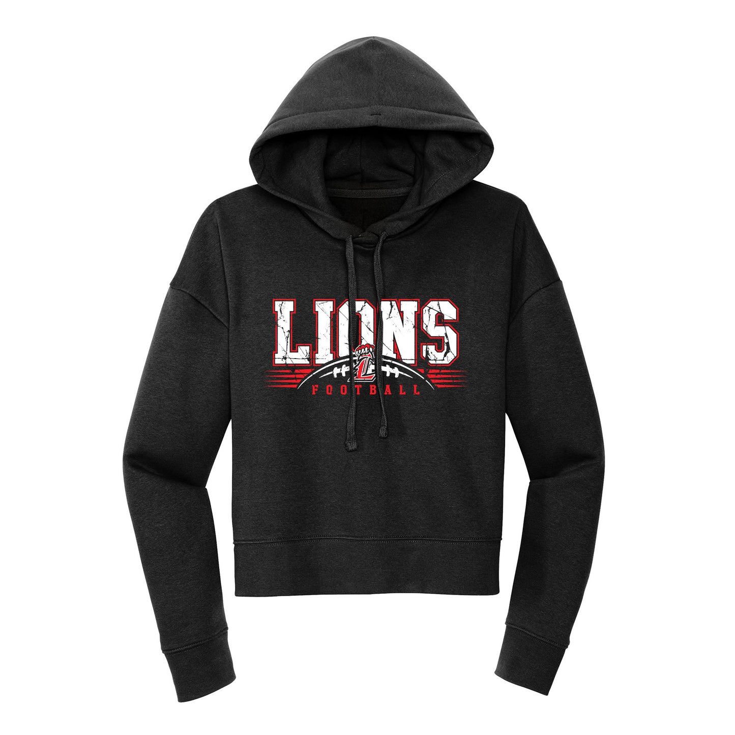 Lions Distressed Football Cropped Hoodie