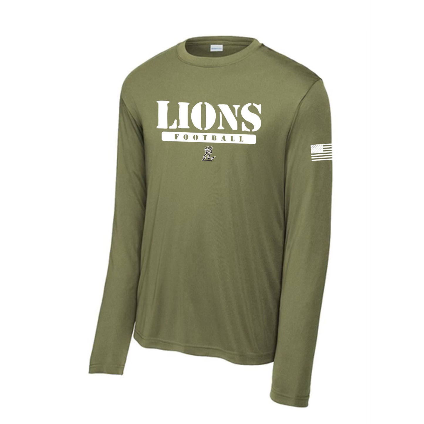 Lions Football Military Green Unisex Long Sleeve Tee