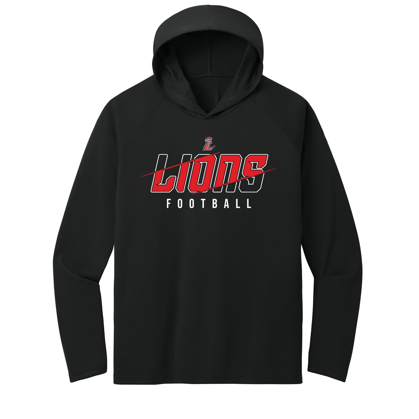 Lions Slash Football Performance Hooded Long Sleeve Tee