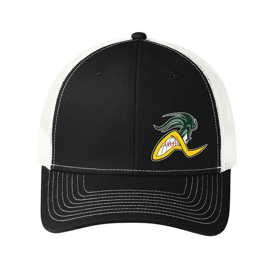 Peoria Baseball Academy Mascot Curved Snapback Trucker