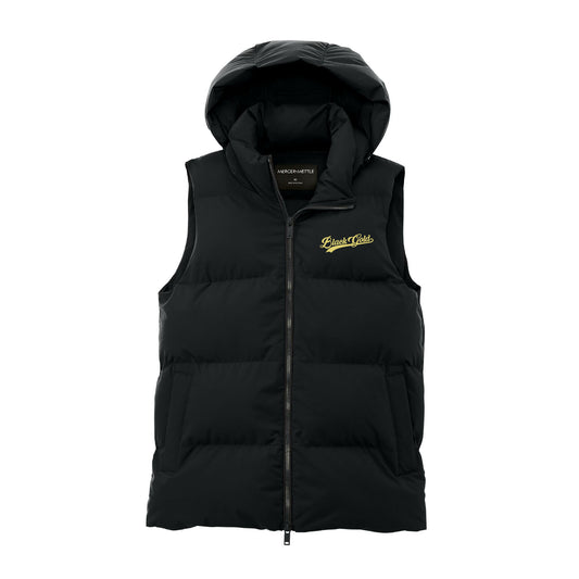 Black Gold Script Womens Puffer Vest