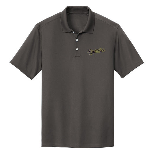 Black Gold Baseball Script Performance Polo