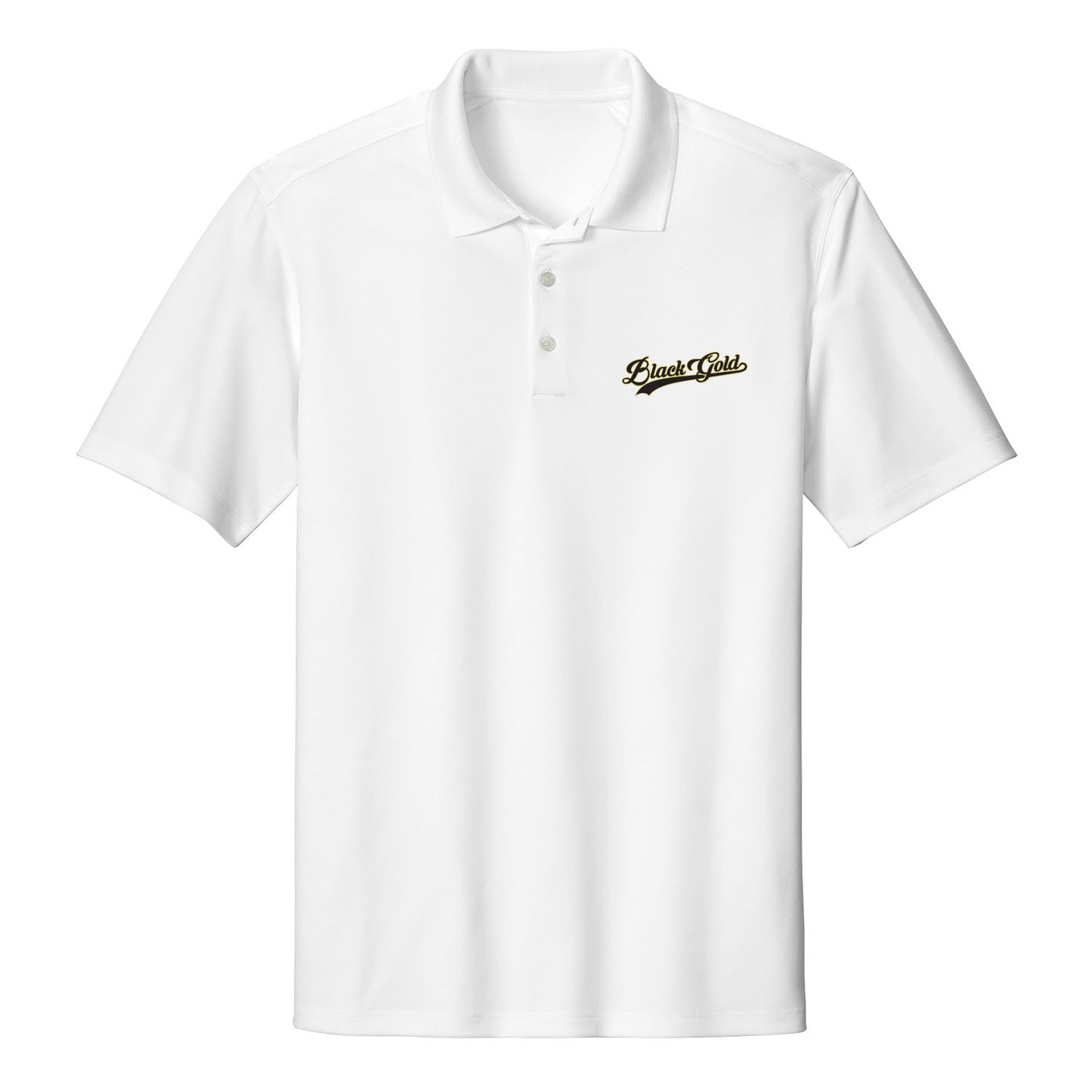 Black Gold Baseball Script Performance Polo