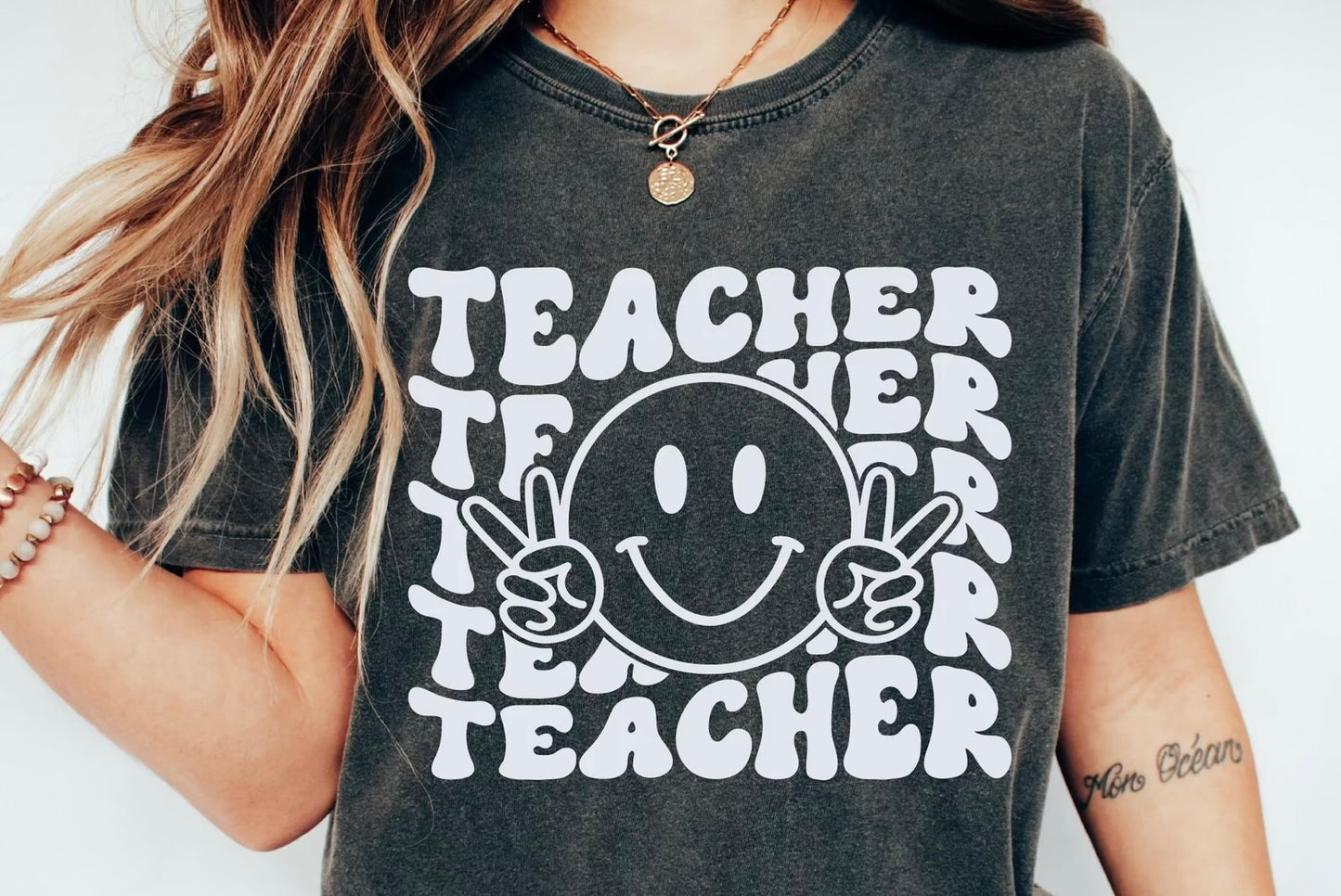 Smiley Peace Teacher Unisex Tee