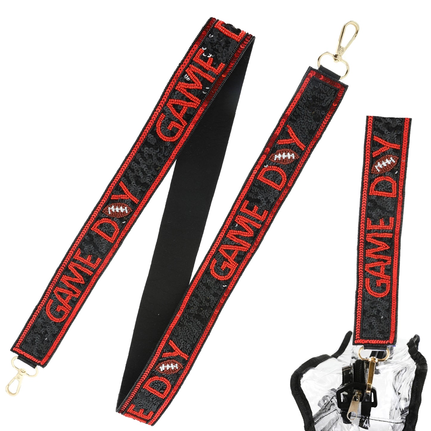 Red and Black Football Game Day Purse Strap