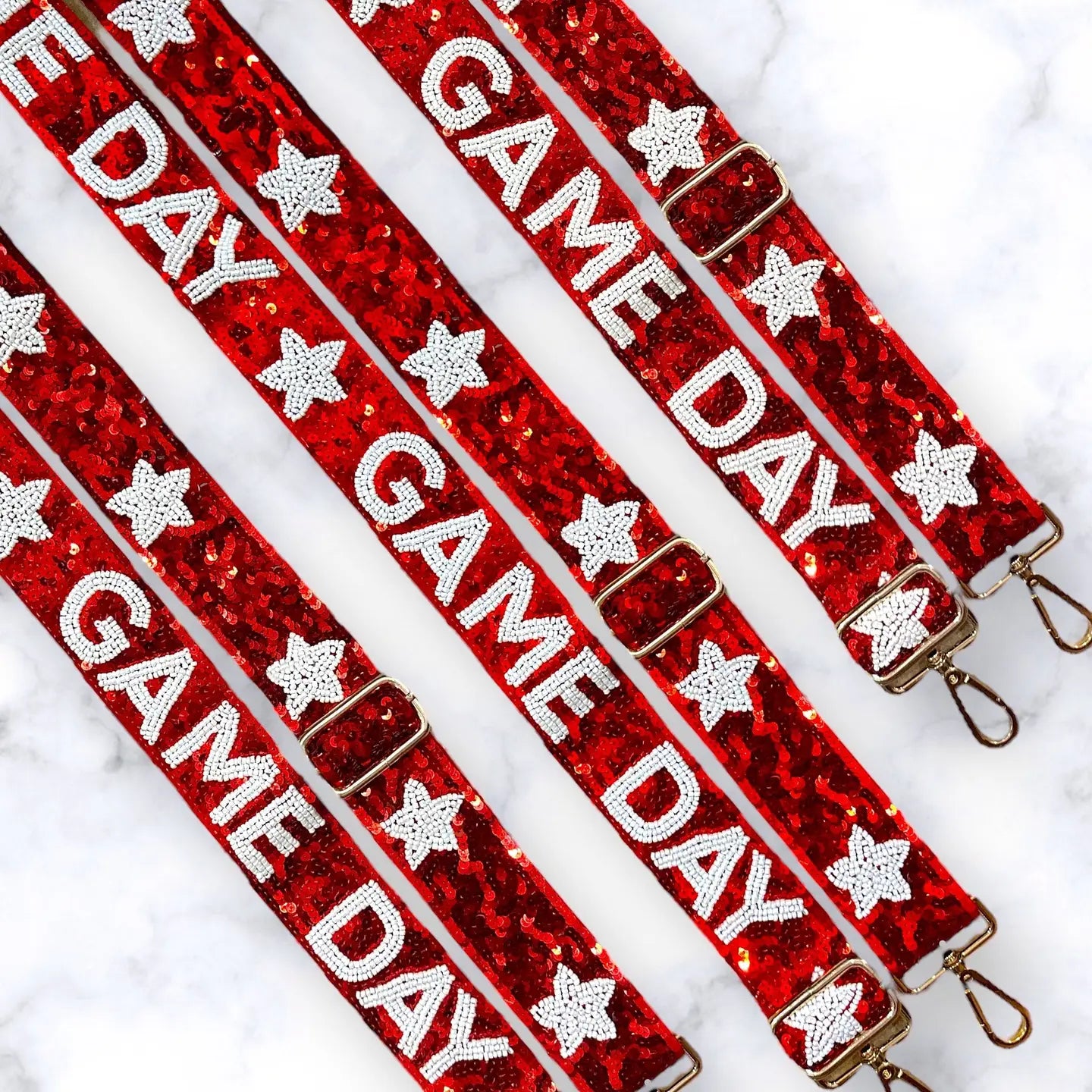 Red And White Game Day Star Purse Strap
