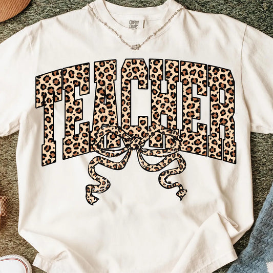 Leopard Bow Teach Unisex Tee