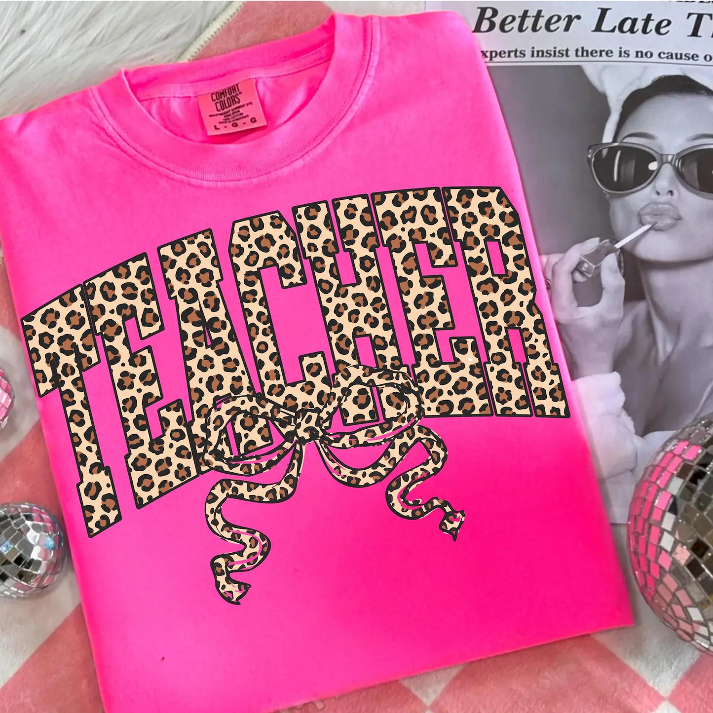 Leopard Bow Teach Unisex Tee