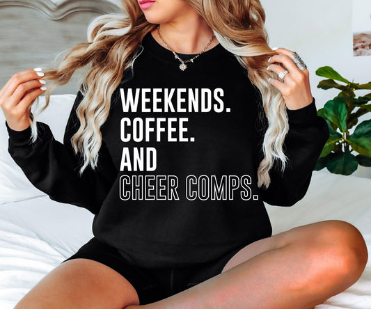 Weekends, Coffee, and Cheer Comps Unisex Crewneck Sweatshirt