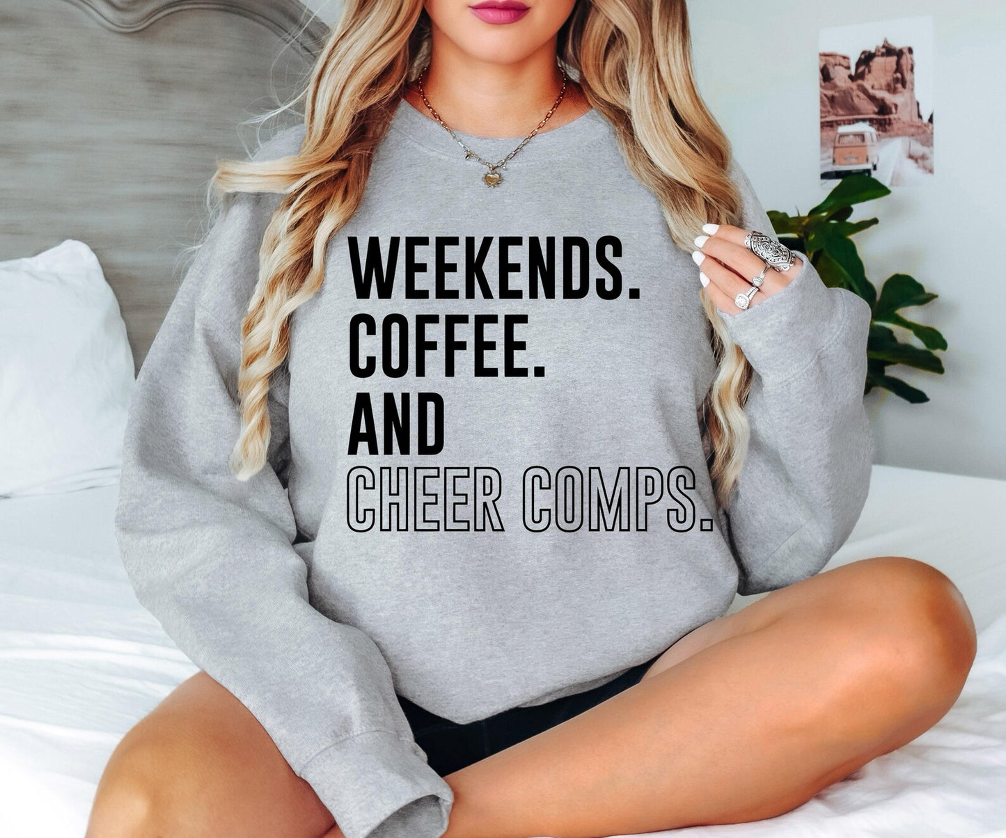 Weekends, Coffee, and Cheer Comps Unisex Crewneck Sweatshirt