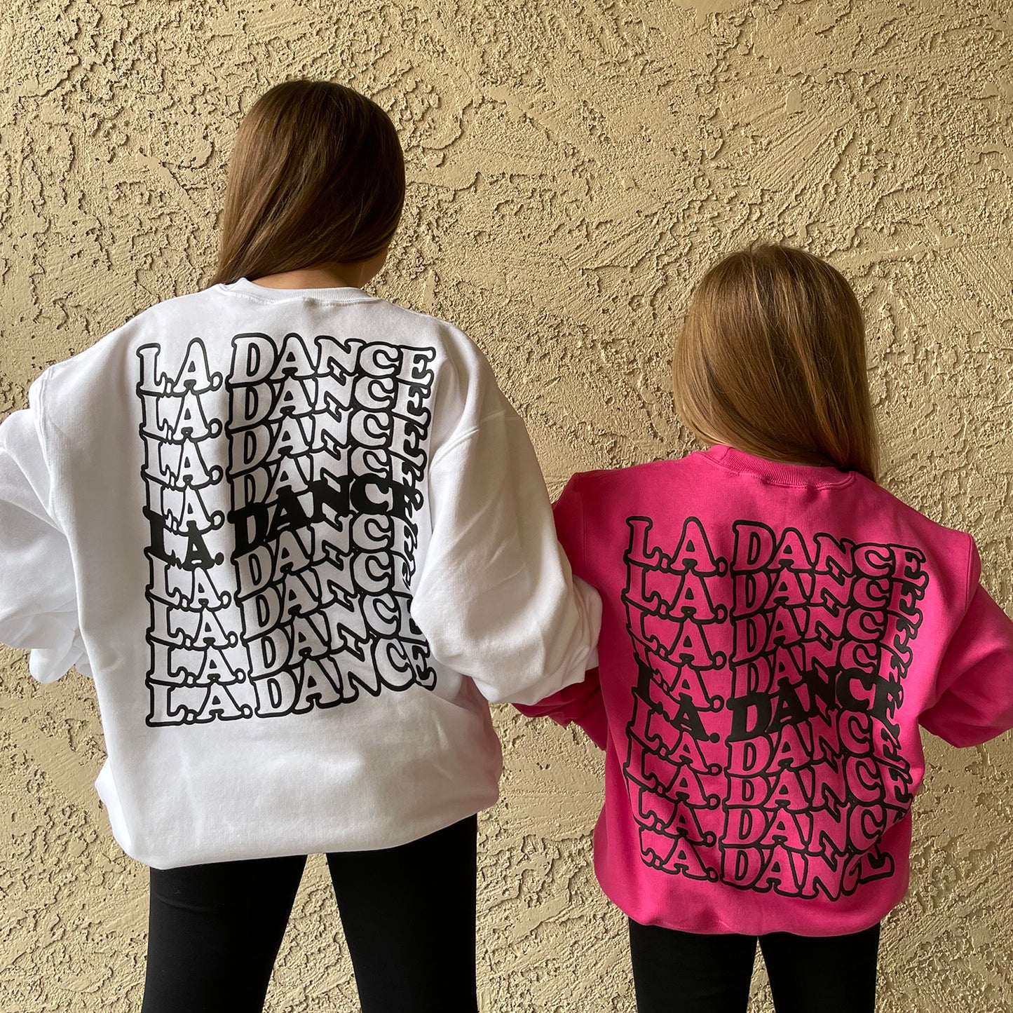 LA Dance Pink and White Crewneck Sweatshirt (Puff Print)
