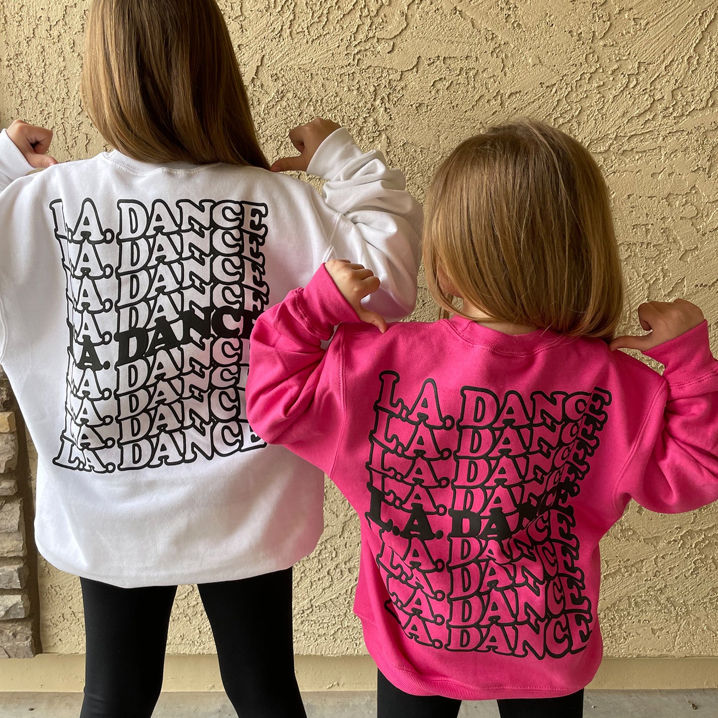 LA Dance Pink and White Crewneck Sweatshirt (Puff Print)
