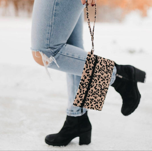 Leopard Canvas Clutch/Wristlet