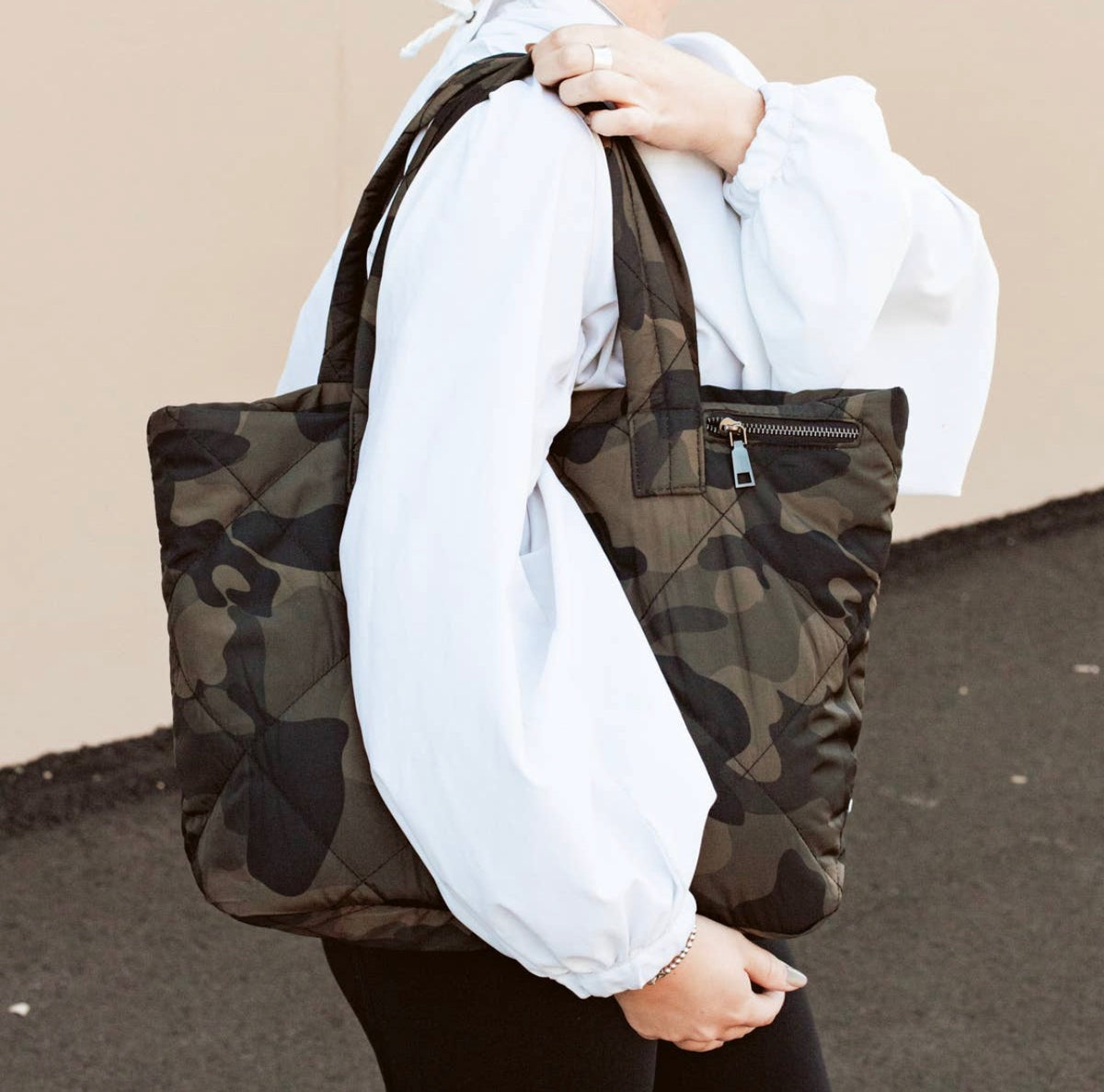 Cienna Quilted Camo Tote - the olde farmstead