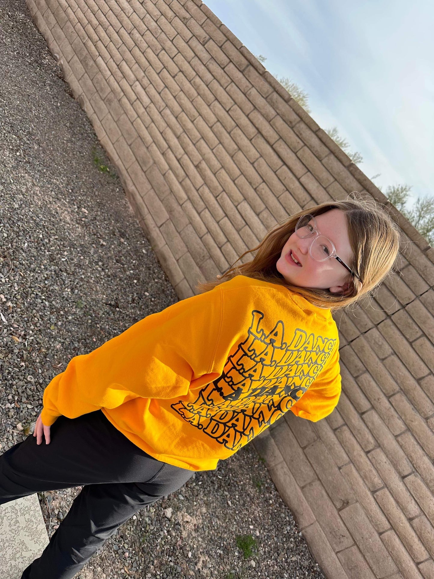 LA Dance Yellow Crewneck Sweatshirt (Puff Print)