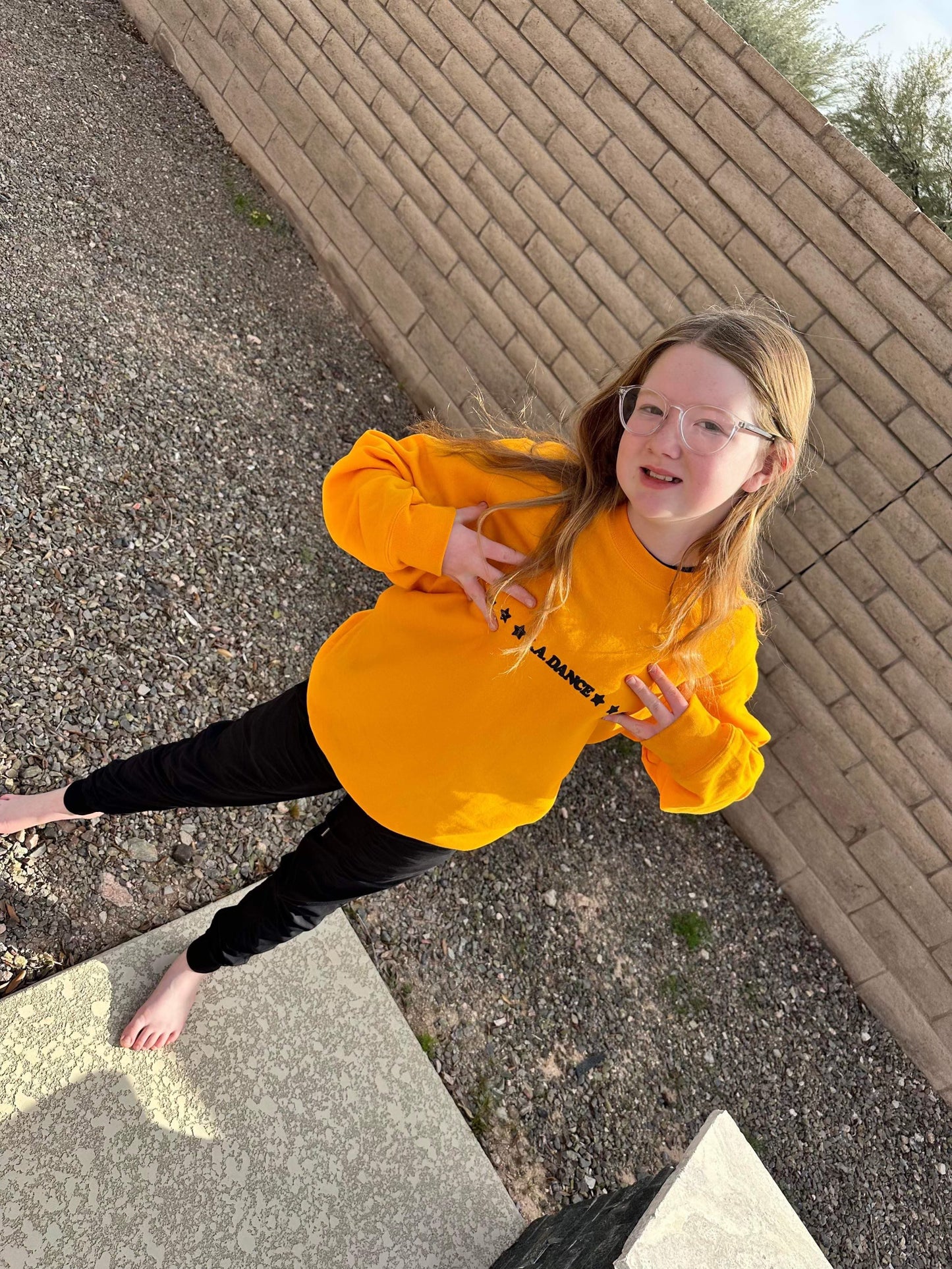 LA Dance Yellow Crewneck Sweatshirt (Puff Print)