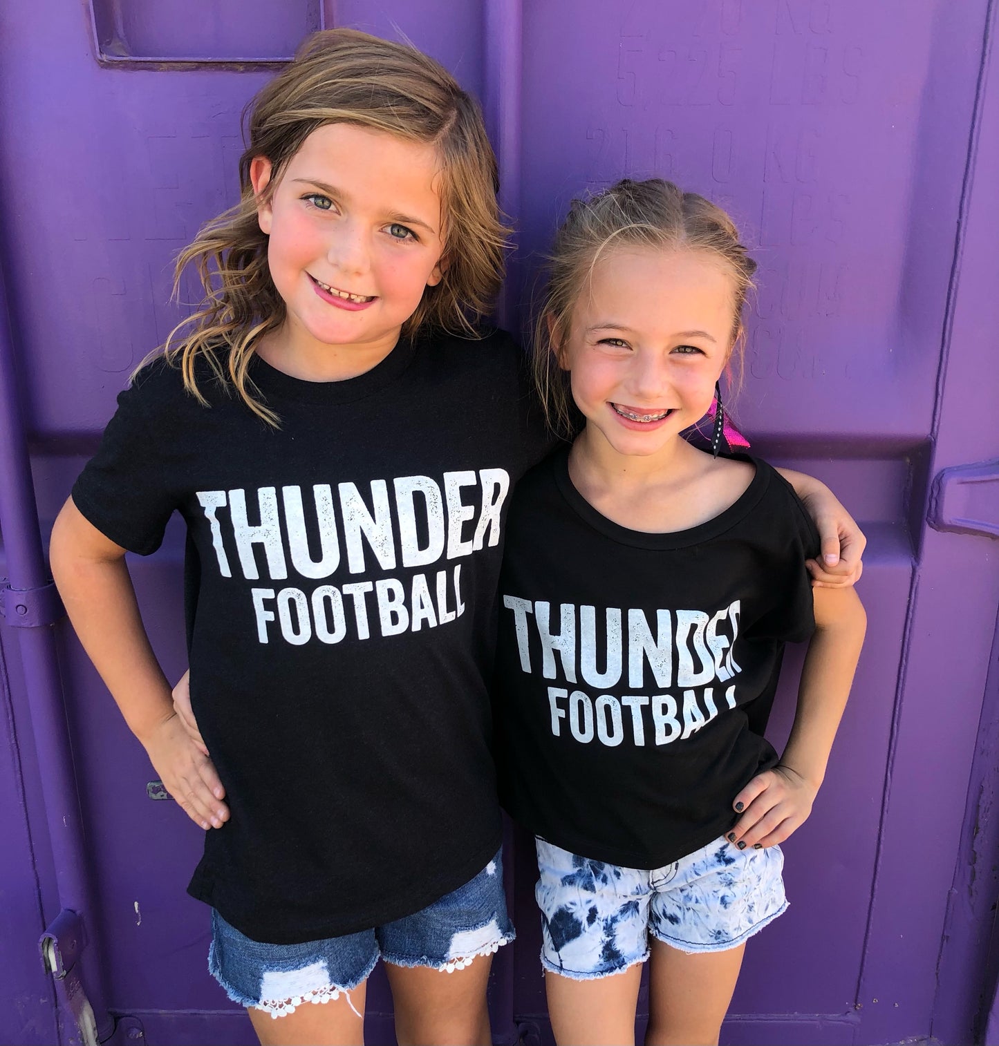 Girls Oversized Off The Shoulder Thunder Distressed Tee