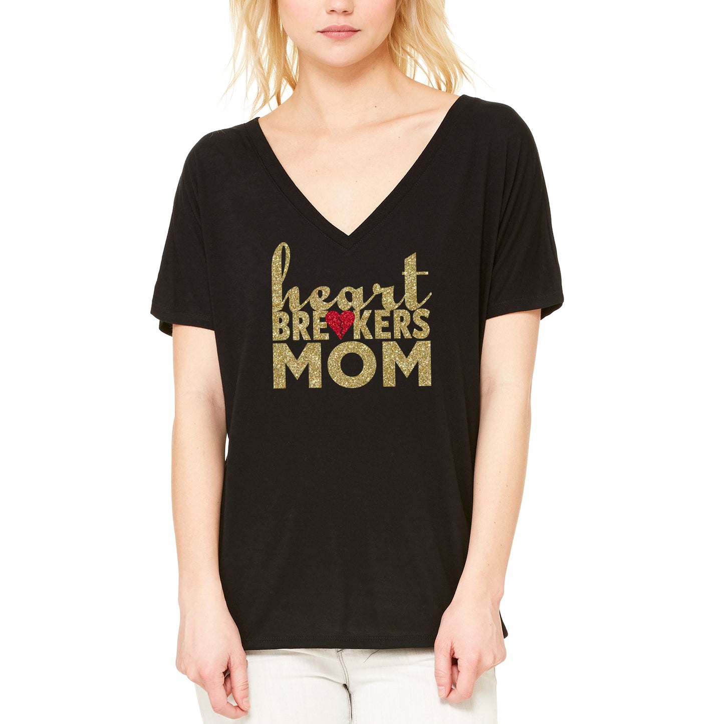 Heartbreakers Mom V-Neck Slouchy Tee
