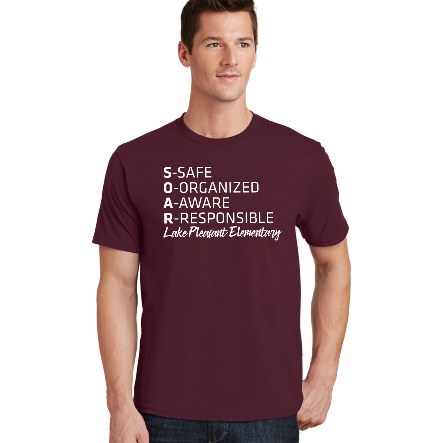 Adult Unisex Maroon Performance Blend Unisex Tee (7 different design options)